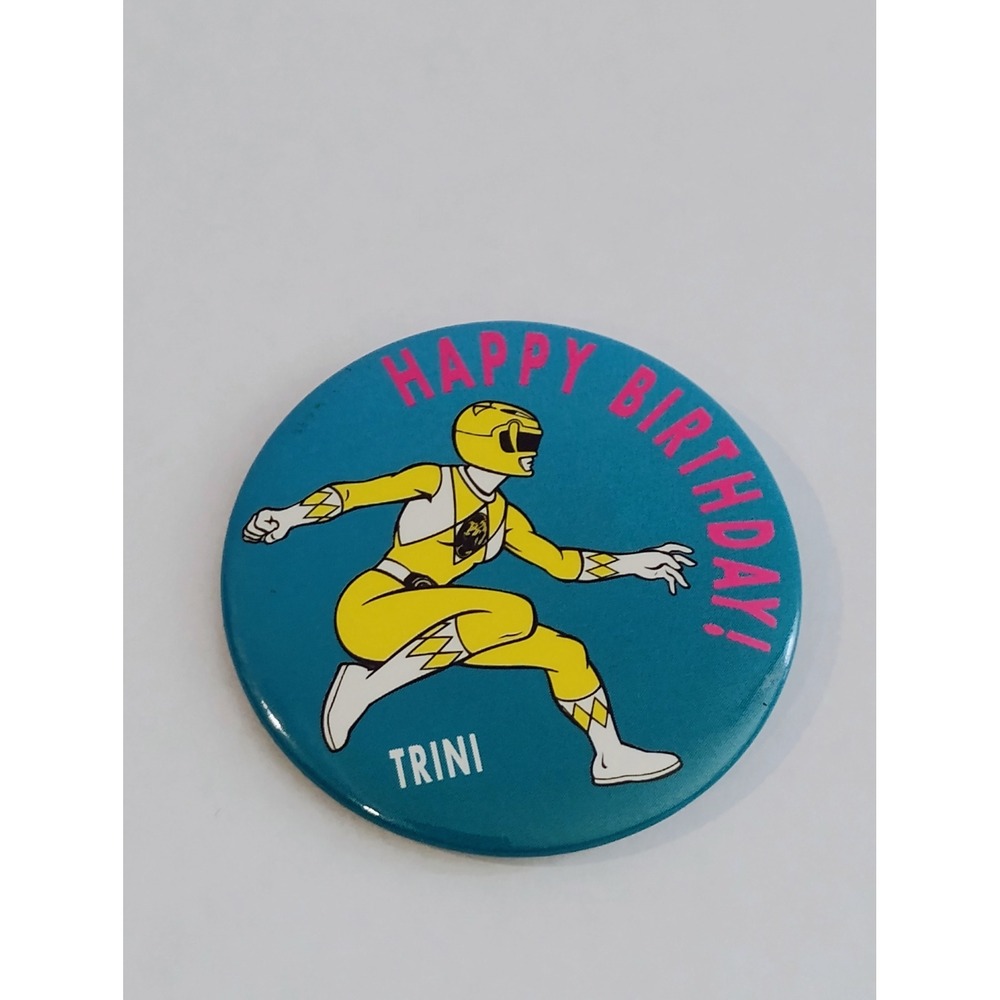 Vintage 1993‎ power rangers pin button yellow ranger Trini